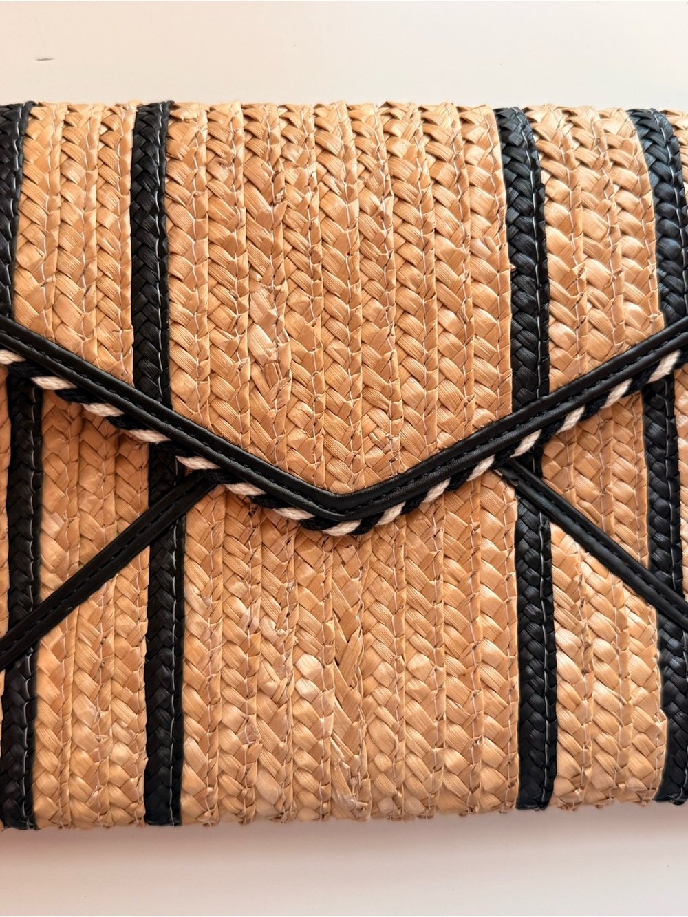Rebecca Minkoff Natural Straw Clutch with Black Trim - Picture 7 of 8